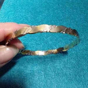 Elegant Silver And Brass Bangle Twisted Flat Bracelet Vintage